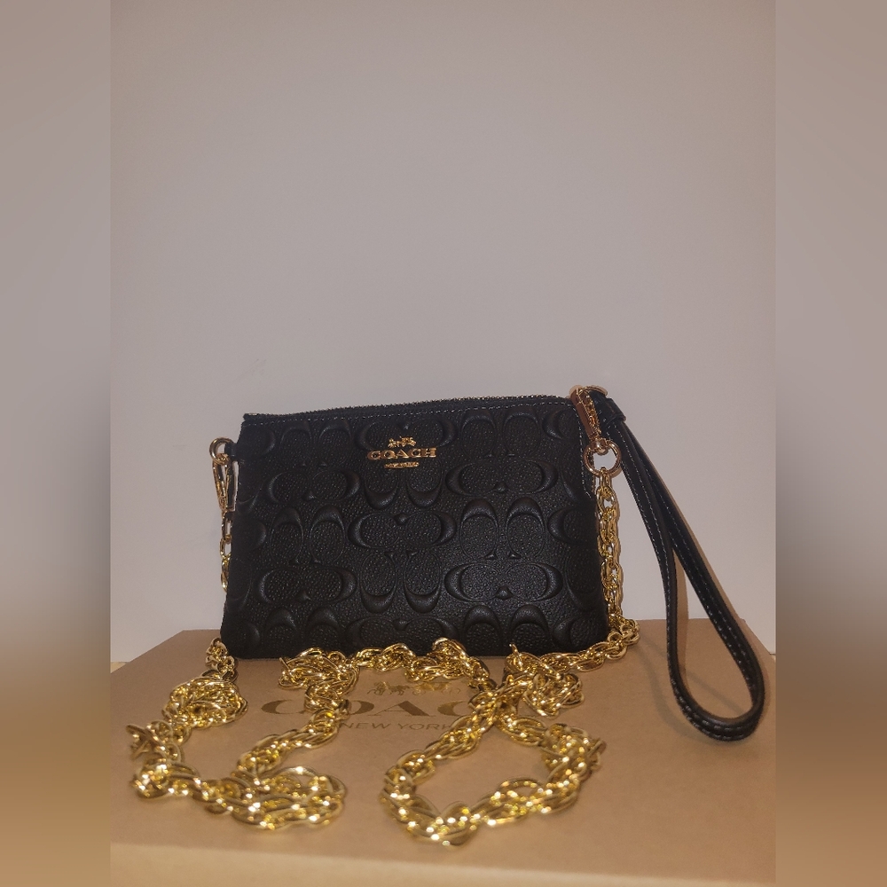 Coach Black Crossbody Bag with Gold Chain - Picture 3 of 4